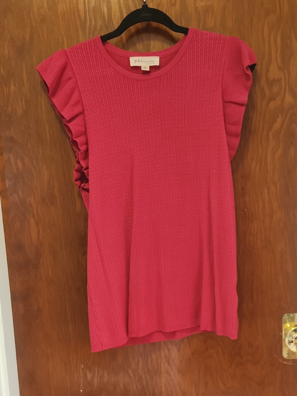 Philosophy Bright Pink Ruffle Sleeve Knit Top